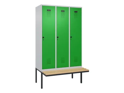 locker met bank,voor scheiding van kleding,HxBxD 2120x1200x815mm,3vak