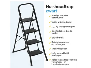 Huishoudtrap BRASQ 4 treden SLM400 zwart - 4
