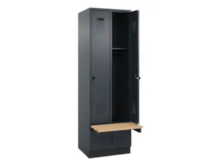 locker met bank,HxBxD 1950x600x815mm,2vak,vak B 300mm,draaigrendel - 1