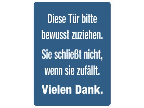 deurbord,Deze deur goed dichttrekken.,folie,blauw/wit,zelfklevend