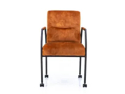 Vergaderstoel Albany Cognac Velours Zwart 4-poots frame
