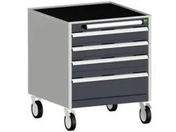 ladekast verrijdbaar 780x650x650mm 4laden romp RAL7035 front RAL7016