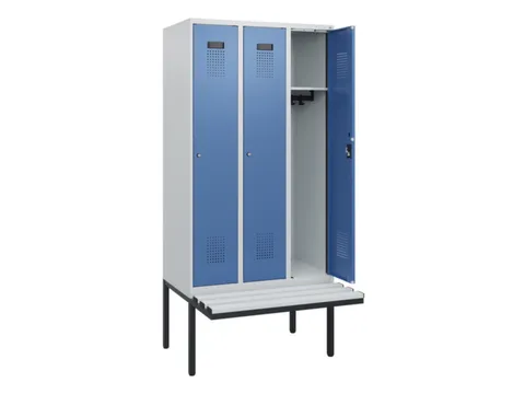 locker met bank,HxBxD 1950x900x815mm,3vak,vak B 300mm,cilinderslot