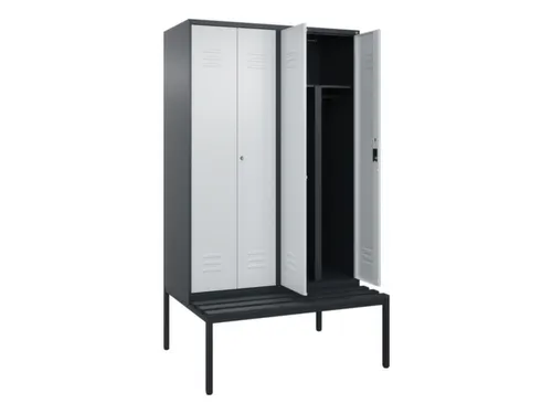 PBM-locker met bank,HxBxD 2120x1200x815mm,4vak,vak B 300mm,cil.-slot