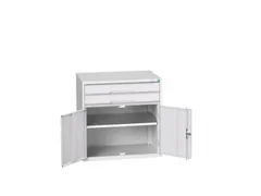 ladekast HxBxD 800x800x550mm 2laden 2deuren RAL7035 front RAL7035