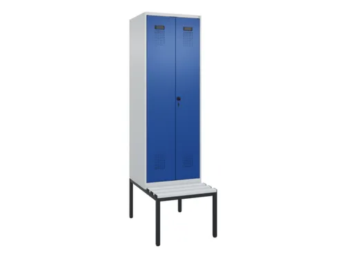 PBM-locker met bank,HxBxD 2120x600x815mm,2vak,vak B 300mm,draaigrendel