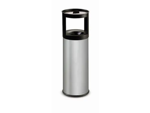 RVS combi-asbak,HxØ 800x250mm,afvalbak inhoud 25l,romp RVS,bluskop