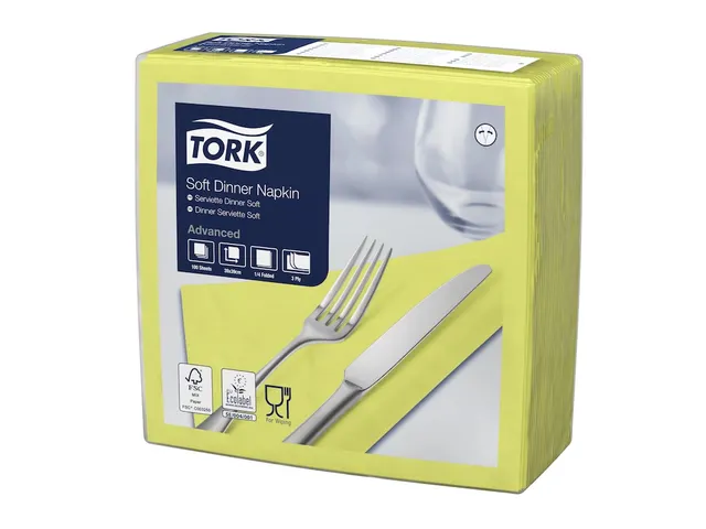 Serviette Tork Soft Dinner 477615 Advanced 39x39cm pli 1/8 Champagne