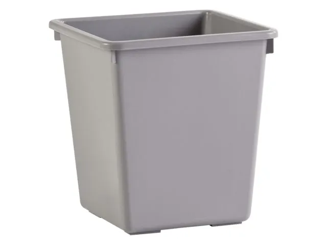 Papierbak Kunststof vierkant taps 36cm hoog Grijs 27 liter