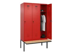 locker met bank,HxBxD 2120x1200x815mm,3vak,vak B 400mm,draaigrendel