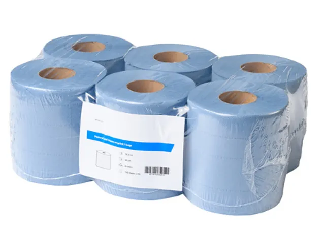 Poetsrol midi blauw recycled 2-laags 20 cm 6 x 135 meter in folie