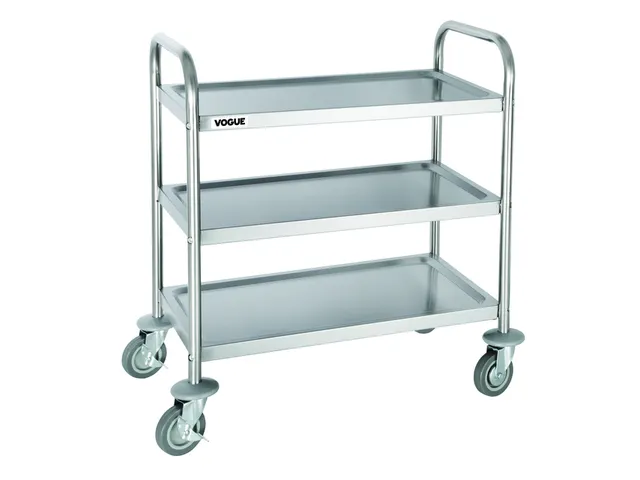 Serveerwagen Vogue RVS met 3 plateaus 128kg 82.5x71cm