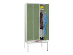 locker met bank,HxBxD 2150x900x500mm,3vak,RAL7035,front RAL6011