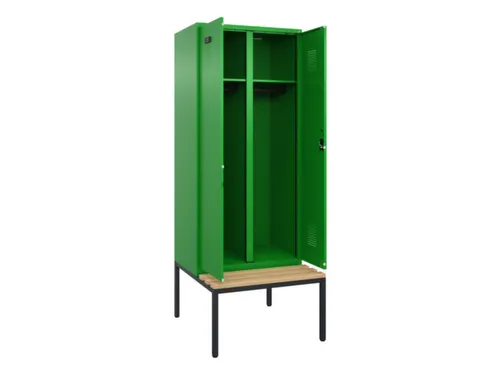 locker met bank,voor scheiding van kleding,HxBxD 2120x800x815mm,2vak