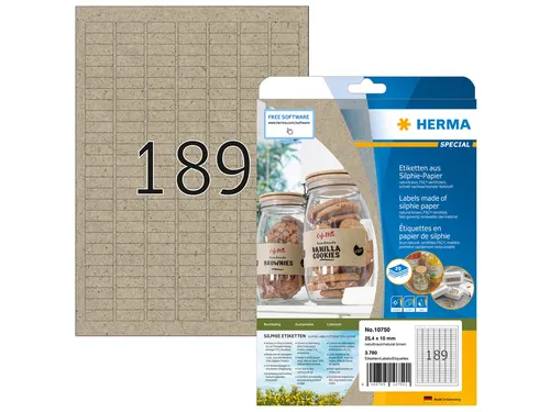 HERMA 10750 Silphie-papier Etiketten A4 25,4x10mm bruin 3780 stuks
