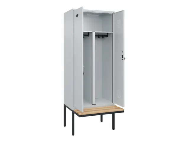 PBM-locker met bank,HxBxD 2120x800x815mm,2vak,vak B 400mm,draaigrendel