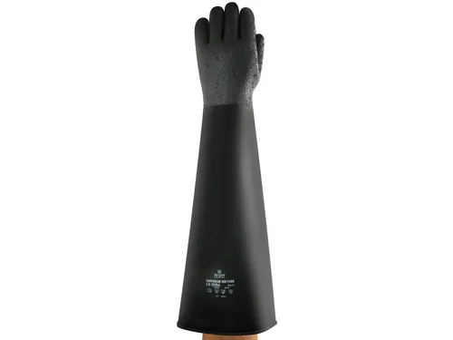 Ansell AlphaTec 87-108 Lange rubberen handschoen Zwart maat 9