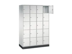 lockerkast,RAL 7035,HxBxD 1950x1220x500mm,4x5vakken,cil.-slot,sokkel