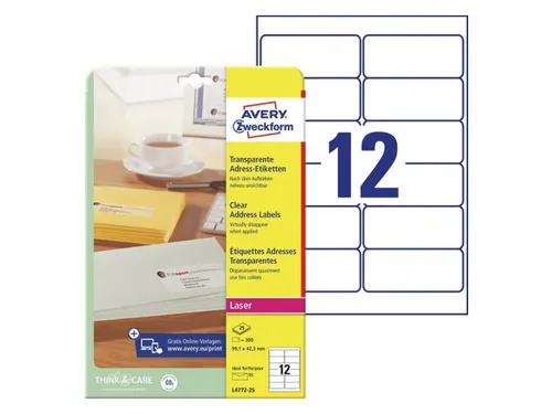 Etiket Avery Zweckform 99.1x42.3 mm transparant mat 300 stuks