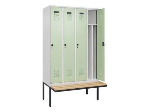 locker met bank,voor scheiding van kleding,HxBxD 2120x1200x815mm,4vak