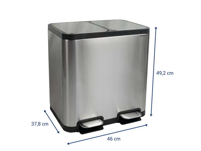 9502294 Afvalbak met voetpedaal MAULcycle 40L edelstaal 37.6x47x49cm z