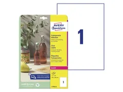 Crystal Clear Etiket Avery Zweckform 210x297mm A4 transparant 25 stuks