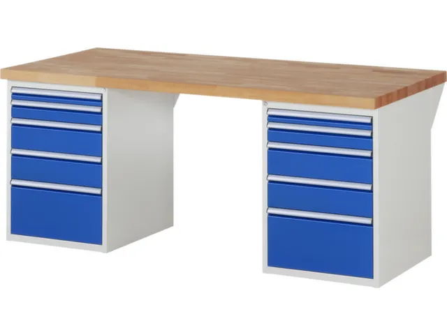 werkbank,HxBxD 890x2000x900mm,beukblad,draagverm. 750kg,2containers