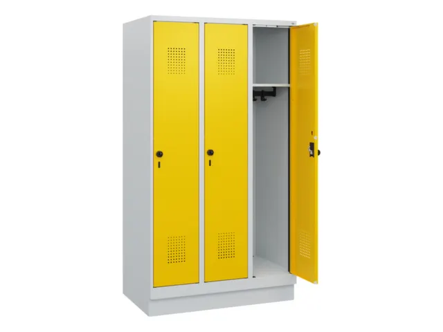 schoollocker,HxBxD 1630x900x500mm,3vak,vak B 300mm,draaigrendel,sokkel