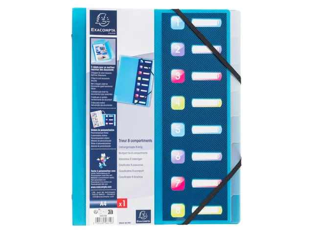 Sorteermap PP CRYSTAL 8 vak ass