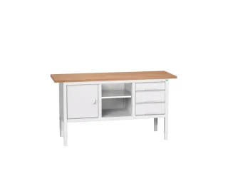 werkbank,HxBxD 830-930x1750x600mm,multiplexblad,uitrusting: 3laden - 1