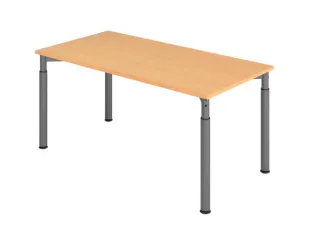 bureau,HxBxD 680-820x1600x800mm,blad beuken,4voeten grafiet,ronde buis - 1