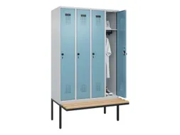 locker met bank,HxBxD 2120x1200x815mm,4vak,vak B 300mm,draaigrendel