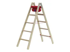 trapladder,beide zijden,2x5,treden,balk L 1,52m,hout
