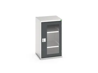 vitrinekast 900x525x550mm 2xStalen bodem romp RAL7035 front RAL7016 - 1