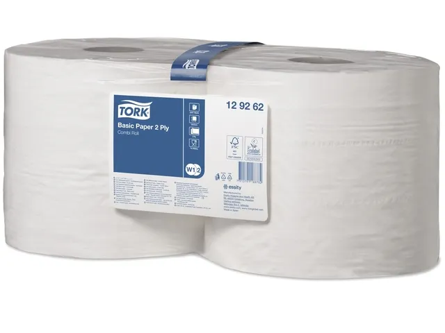 Poetsrol Tork 2-laags Wit 129262 Basic Combi rol W1/2 multifunctioneel