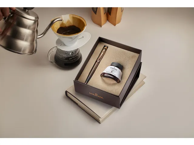 Vulpen giftset Sheaffer 100 9374 Coffee Ed. Matt Brown met inktpotje b