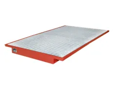 ophangbak,opvangvol. 200l,HxBxD 140x2150x915mm,m. rooster,staal