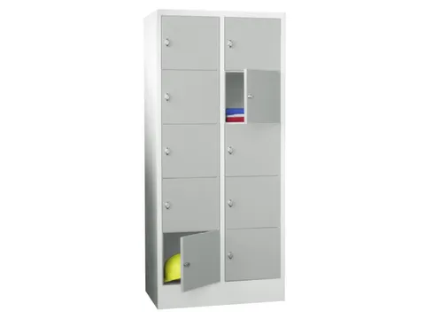 lockerkast,HxBxD 1850x800x500mm,2x5vakken,RAL7035,front RAL5010