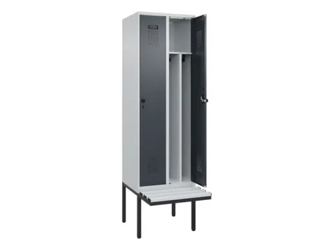 locker met bank,voor scheiding van kleding,HxBxD 2120x600x815mm,2vak
