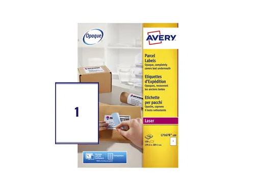 Etiket Avery BlockOut L7167B-100 199.6x289.1mm Wit 100 stuks