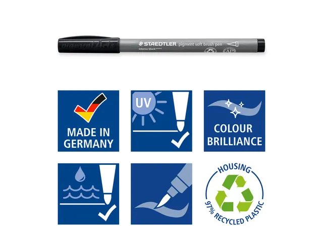 Brushpen Staedtler pigment pen etui à 6 grijze kleuren