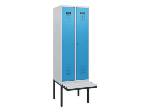 locker met bank,HxBxD 1950x600x815mm,2vak,vak B 300mm,cilinderslot
