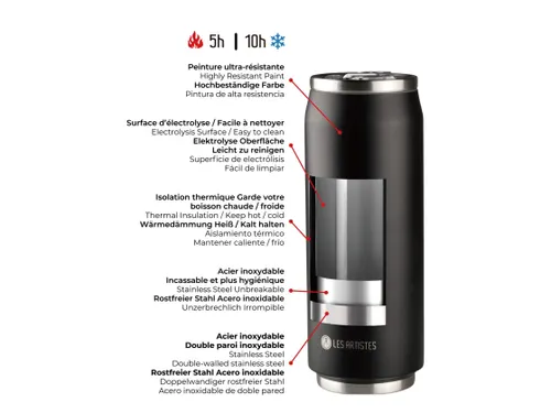 Thermosbeker Les Artistes Paris blik 500ml Rood Met Rietje