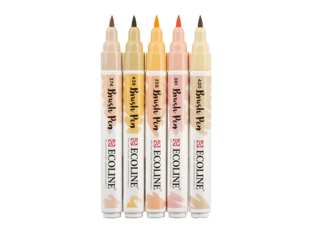 Feutre pinceau Talens Ecoline beige-rose assorti bliser 5 pièces