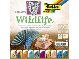 Vouwblaadjes Folia 80gr 15x15cm 50 vel 2-zijdig 10 wildlife designs - 1