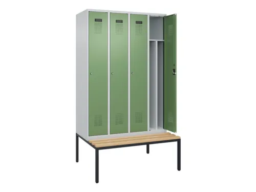 locker met bank,voor scheiding van kleding,HxBxD 2120x1200x815mm,4vak
