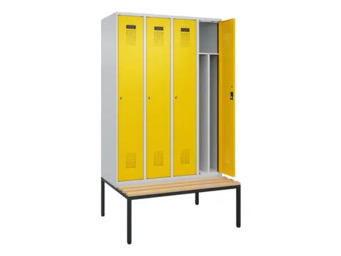 locker met bank,voor scheiding van kleding,HxBxD 2120x1200x815mm,4vak