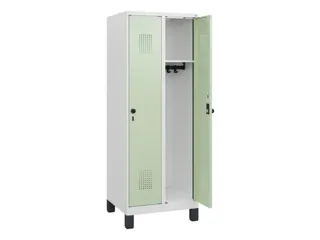 schoollocker,HxBxD 1630x600x500mm,2vak,vak B 300mm,draaigrendel,voeten - 1