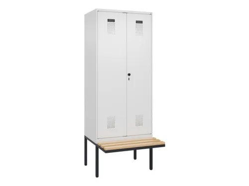 PBM-locker met bank,HxBxD 2120x800x815mm,2vak,vak B 400mm,draaigrendel