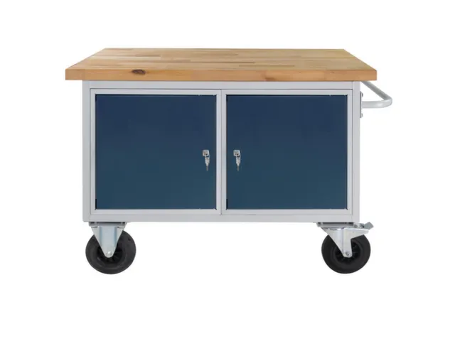 établi roulant HxlxP 840x1300x600mm plateau hêtre force 500kg